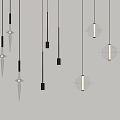 Modern Minimalist Chandeliers Featuring Metallic Spherical Shapes Hanging On White Background