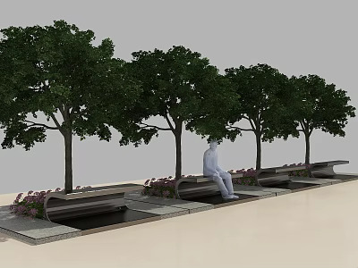 Modern Outdoor Chair Garden Sick Tree Pool Sitting Stool 3d model