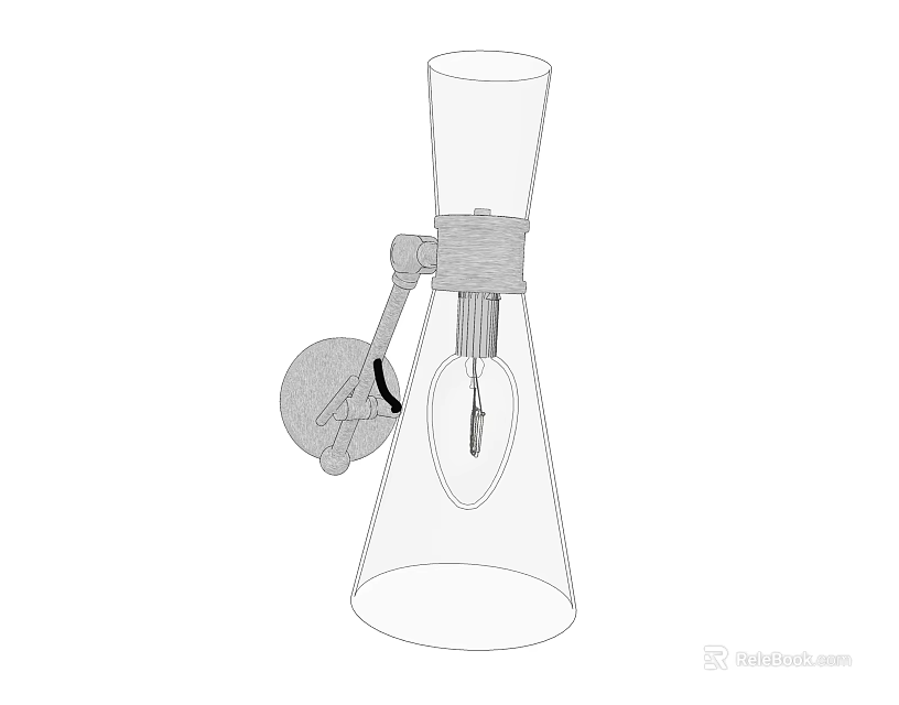 Modern Minimalist Wall Lamp With Conical Shade And Metal Mounting Design 3d model 