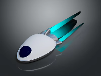Futuristic White Device With Blue Circular Panel And Metallic Blue Streamlined Fins 3d model