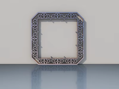 Ornate Hinged Door With Intricate Floral Carved Frame On Smooth Surface 3d model