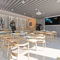Modern Stylish Coffee Shop Interior With Comfortable Seating Bar And Green Plants