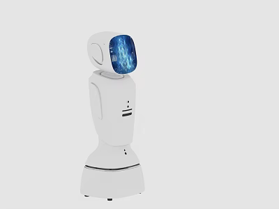 Smart Machine Robot With Modern White Design And Blue Screen Interface 3d model