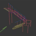 Industrial Metal Staircase Structure With Handrail Steps Frame And Metal Components 3d model