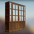 Vintage Wooden Double Doors With Glass Panes And Classic Frame Design