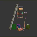 Diving Platform Diving Base Mobile Iron Frame Mobile Iron Ladder Movable Ladder Competition Watch Rack Outdoor Items 3d model