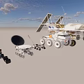 Various Mars Rovers With Solar Panels Wheels And Antennas In Desert Landscape