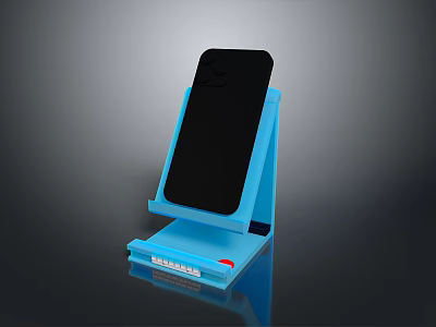 Blue Ergonomic Laptop Stand With Black Device Holder And Stable Desktop Design 3d model