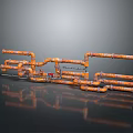 3D Rendered Hardware Tools Orange Pipes And Fittings Assembly
