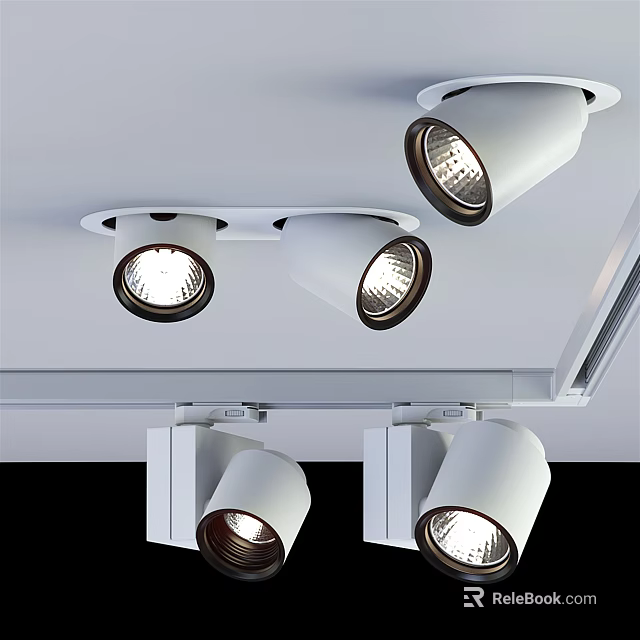 Modern Indoor Ceiling Lighting With Adjustable Downlights And Spotlights 3d model