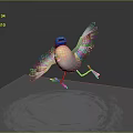 Cartoon Bird Wearing Blue Hat With Spread Wings Standing On Circular Light Area Dark Background