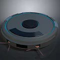 Modern Robotic Vacuum Cleaner With Circular Design Blue Ring Light And Automatic Cleaning Function