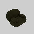 Green Velvet Leisure Chair With Rounded Armrests And Wooden Legs Curved Design