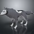 Realistic 3D Wolf Model With Gray Fur And White Markings Standing On Gray Background