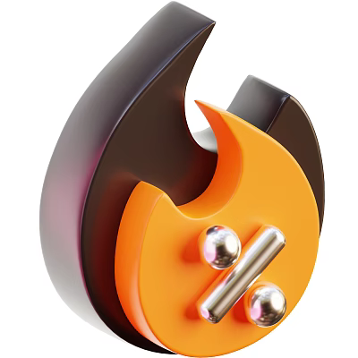 Modern Decorative Ornament Set With Orange Black Curved Design And Metal Balls 3d model