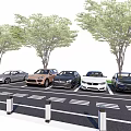 Multiple Parked Cars In Parking Lot With Trees Road Markings And Various Colors