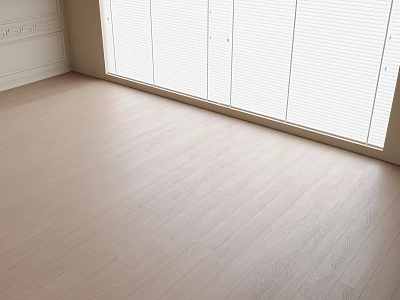 Light Colored Wooden Flooring in Bright Modern Room with Large Windows and Blinds 3d model