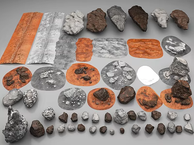 Natural Stone And Wood Material Collection With Various Shapes Textures And Types 3d model