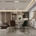 Modern Living Dining Room Interior Design With Sofa Coffee Table Dining Table And Chairs 3d model
