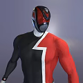 Black And Red Superhero Style 3D Character Wearing Bodysuit Helmet White Gloves And Boots