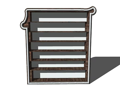 Wooden Open Bookcase With Multiple Horizontal Shelves And Simple Functional Design 3d model