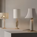 Elegant Modern Table Lamps With White Shades Gold Accents And Textured Bases