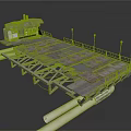 Large Industrial Metal Platform Structure With Rustic Surface Railings And Pipes