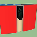 Modern Red Kitchen Appliances With Digital Display And Blue Caps