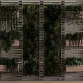 Indoor Green Plant Wall with Wooden Planters Hanging Plants and Vertical Garden Design