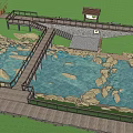 Wooden bridge trestle bridge Xiao Qiao is a wooden bridge landscape bridge arch bridge 3d model