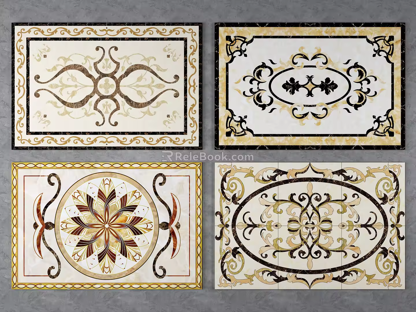 European-style floor tile floor tile mosaic 3d model