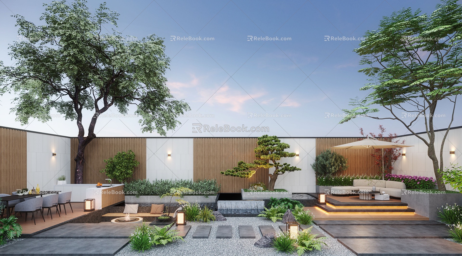 Courtyard Home Courtyard Villa Courtyard Waterscape Courtyard Landscape Leisure Courtyard Garden 3d model