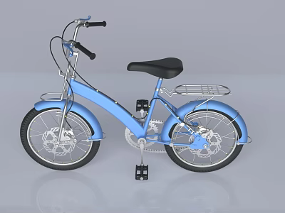 Stylish Blue Bicycle With Black Seat Rear Rack And Classic Wheels Design 3d model