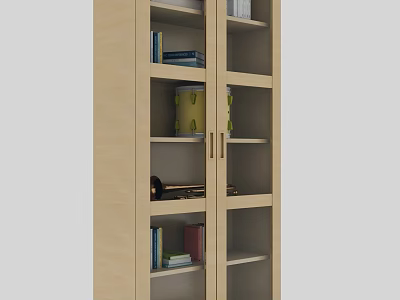 Modern Wooden Bookshelf With Multiple Open Shelves And Storage For Books Decorative Boxes And Ornaments 3d model