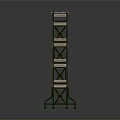 Multi Layer Metal Frame Structure With Green Support Legs And Platforms