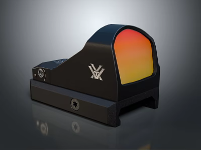 Tactical Weapon Red Dot Sight With Vortex Logo Black Design And Orange Lens 3d model