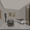 Modern SPA Sauna Interior With Massage Bed Ambient Lighting Cabinets And Minimalist Design