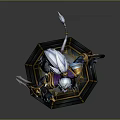 Fantasy Game Character With White Fur Purple Face Gold Blue Armor And Dual Blades