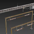Industrial Gantry Crane Equipment With Metal Frame And Safety Warning Signs