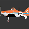 Cartoon Passenger Plane with Orange Body Blue Wing Accents and Friendly Face