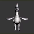 Detailed Mythical Purple Red Fantasy Creature With Glowing Feathers Large Beak And Crest
