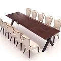 Elegant Dark Wooden Conference Table With Upholstered High Back Chairs For Office