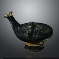 Antique Furniture Accent Piece With Bird Shaped Bronze Design And Handle