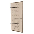 Wooden Rectangular Wall Decor With Metal Strips And Regular Holes Design 3d model
