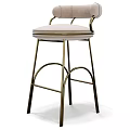 Modern Bar Stool With Gold Metal Frame Curved Design And Light Padded Seat