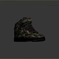 Stylish High Top Shoes With Camouflage Pattern Gray Laces And Black Sole