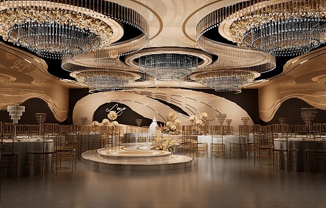 Light Luxury Champagne Ballroom 3d model