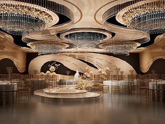 Light Luxury Champagne Ballroom 3d model