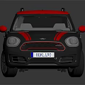 Gray MINI SUV With Red Roof And Sporty Red Stripes On Body