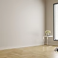 Modern Side Table with Marble Top Silver Frame Vase of White Tulips Book by Window